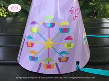 Load image into Gallery viewer, Amusement Park Birthday Party Hat Pom Honoree Carousel Carnival Girl Pink Blue Ferris Wheel Ride Swing Boogie Bear Invitations Camille Theme
