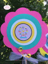 Load image into Gallery viewer, Amusement Park Party Centerpiece Set Carousel Horse Carnival Girl Pink Ferris Wheel Roller Coaster Boogie Bear Invitations Camille Theme