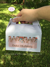 Load image into Gallery viewer, Garden Birds Birthday Party Treat Boxes Favor Tags Bag Coral Teal Birdcage Flower Garden Picnic Cage Boogie Bear Invitations Coralee Theme
