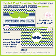 Load image into Gallery viewer, Mustache Bash Birthday Favor Party Card Tent Place Food Boy Little Man Chevron Lime Green Blue Formal Boogie Bear Invitations Walter Theme