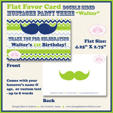 Load image into Gallery viewer, Mustache Bash Birthday Favor Party Card Tent Place Food Boy Little Man Chevron Lime Green Blue Formal Boogie Bear Invitations Walter Theme