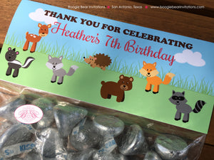 Woodland Animals Party Treat Bag Toppers Folded Favor Birthday Fox Bear Forest Creatures Garden Park Boogie Bear Invitations Heather Theme