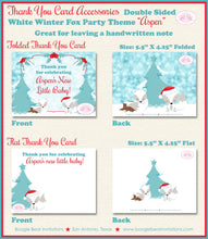 Load image into Gallery viewer, Woodland Winter Fox Thank You Card Baby Shower Party Christmas Snow Red White Arctic Birthday Boogie Bear Invitations Aspen Theme Printed