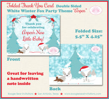 Load image into Gallery viewer, Woodland Winter Fox Thank You Card Baby Shower Party Christmas Snow Red White Arctic Birthday Boogie Bear Invitations Aspen Theme Printed