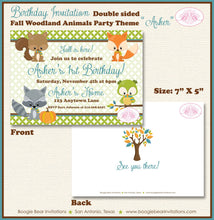 Load image into Gallery viewer, Fall Animals Birthday Party Invitation Pumpkin Boy Girl Fox Woodland Forest Boogie Bear Invitations Asher Theme Paperless Printable Printed