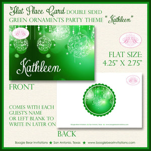 Green Glowing Ornament Birthday Party Favor Card Place Food Appetizer Girl Formal Dinner Garden Dance Boogie Bear Invitations Kathleen Theme