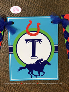 Horse Racing Happy Birthday Banner Party Derby Argyle Boy Girl Jockey Quarter Races Cup Red Green Blue Boogie Bear Invitations Tommy Theme