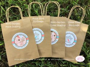 Garden Birds Birthday Party Favor Bag Paper Handled Treat Girl Coral Teal Brown Birdcage Forest Flower Boogie Bear Invitations Coralee Theme