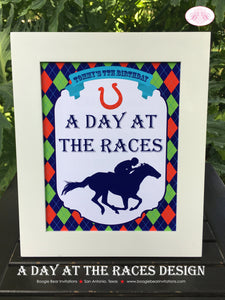 Horse Racing Birthday Party Sign Poster Derby Argyle Jockey Kentucky Derby Red Green Blue Races Boy Girl Boogie Bear Invitations Tommy Theme