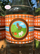 Load image into Gallery viewer, Fall Farm Animals Birthday Party Bottle Wraps Wrappers Cover Label Pumpkin Red Barn Country Petting Zoo Boogie Bear Invitations Hewitt Theme