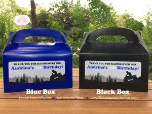 ATV Birthday Party Treat Boxes Favor Tags Bag Black Blue Boy Girl Quad All Terrain Vehicle 4 Wheeler Boogie Bear Invitations Audrina Theme