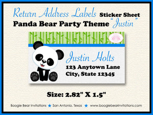 Panda Bear Birthday Party Invitation Photo Boy Blue Black Wild Zoo Animals Boogie Bear Invitations Justin Theme Paperless Printable Printed