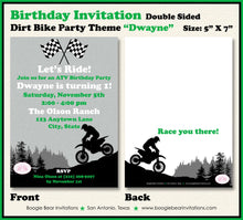 Load image into Gallery viewer, Dirt Bike Birthday Party Invitation Black Green Girl Boy Enduro Motocross Racing Motorcycle Boogie Bear Invitations Dwayne Theme Printed