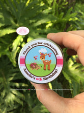 Load image into Gallery viewer, Valentines Day Woodland Birthday Party Treat Favor Tins Circle Gift Box Love Forest Red Pink Heart Love Boogie Bear Invitations Amelie Theme