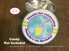Load image into Gallery viewer, Splash Bash Birthday Party Treat Favor Tins Circle Gift Box Candy Girl Pool Swim Swimming Beach Ball Boogie Bear Invitations Danielle Theme
