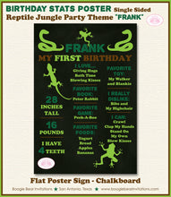 Load image into Gallery viewer, Reptile Birthday Party Sign Stats Poster Frameable Chalkboard Milestone Brown Green Jungle Boy Girl 1st Boogie Bear Invitations Frank Theme