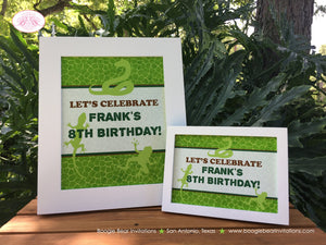 Reptile Birthday Party Sign Poster Frameable Boy Girl Frog Snake Lizard Amazon Jungle Rain Forest Zoo Boogie Bear Invitations Frank Theme
