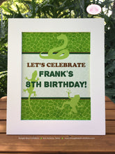 Load image into Gallery viewer, Reptile Birthday Party Sign Poster Frameable Boy Girl Frog Snake Lizard Amazon Jungle Rain Forest Zoo Boogie Bear Invitations Frank Theme