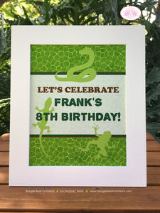 Reptile Birthday Party Sign Poster Frameable Boy Girl Frog Snake Lizard Amazon Jungle Rain Forest Zoo Boogie Bear Invitations Frank Theme