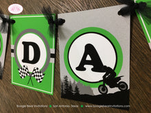Load image into Gallery viewer, Dirt Bike Happy Birthday Party Banner Green Boy Girl Black Grey Motocross Off Road Enduro Motorcycle Boogie Bear Invitations Dwayne Theme