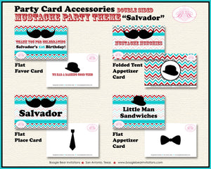 Mustache Birthday Favor Party Card Tent Place Food Boy Hat Tie Suit Little Man Red Blue Black Formal Boogie Bear Invitations Salvador Theme