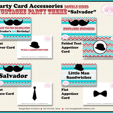 Mustache Birthday Favor Party Card Tent Place Food Boy Hat Tie Suit Little Man Red Blue Black Formal Boogie Bear Invitations Salvador Theme