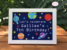 Load image into Gallery viewer, Outer Space Birthday Party Sign Poster Frameable Girl Boy Planets Solar System Galaxy Astronaut Travel Boogie Bear Invitations Galileo Theme