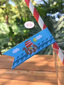 Viking Birthday Party Straws Pennant Paper Warrior Boy Girl Red Blue Swim Medieval Voyage Ship Norse Boat Boogie Bear Invitations Eric Theme