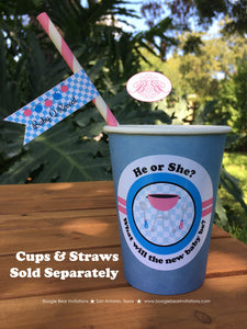 BBQ Reveal Baby Shower Party Straws Pennant Paper Grill Q Pink Blue Boy Girl Barbecue Gingham Picnic Boogie Bear Invitations Shannon Theme