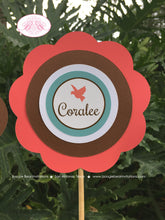 Load image into Gallery viewer, Garden Birds Party Centerpiece Stick Birthday Set Girl Woodland Birdcage Coral Teal Vintage Flowers Boogie Bear Invitations Coralee Theme