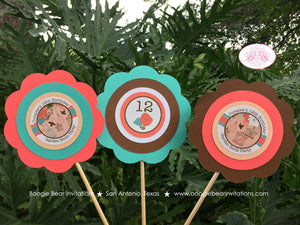 Garden Birds Party Centerpiece Stick Birthday Set Girl Woodland Birdcage Coral Teal Vintage Flowers Boogie Bear Invitations Coralee Theme