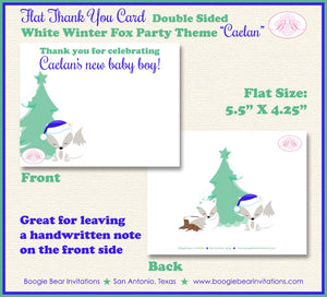 Woodland Winter Fox Thank You Card Baby Shower Party Christmas Snow Blue Boy Birthday Arctic Boogie Bear Invitations Caelan Theme Printed