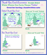 Load image into Gallery viewer, Woodland Winter Fox Thank You Card Baby Shower Party Christmas Snow Blue Boy Birthday Arctic Boogie Bear Invitations Caelan Theme Printed