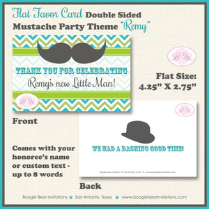 Mustache Baby Shower Favor Party Card Tent Place Food Boy Hat Tie Little Man Aqua Blue Lime Birthday Kids Boogie Bear Invitations Remy Theme