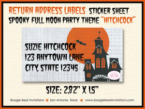 Halloween Haunted House Party Invitation Full Moon Fall Bats Haunting Boogie Bear Invitations Hitchcock Theme Paperless Printable Printed