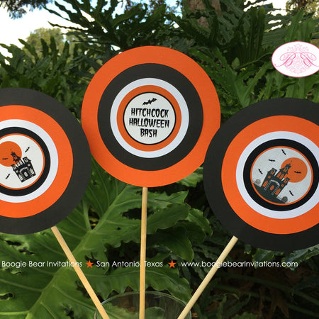 Haunted House Party Centerpiece Sticks Set Halloween Birthday Spooky Full Moon Haunting Black Orange Boogie Bear Invitations Hitchcock Theme