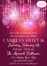 Load image into Gallery viewer, Sweet 16 Birthday Party Invitation Red Pink Glowing Ornament Girl 1st 16th Boogie Bear Invitations Camilla Theme Paperless Printable Printed