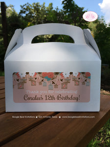 Garden Birds Birthday Party Treat Boxes Favor Tags Bag Coral Teal Birdcage Flower Garden Picnic Cage Boogie Bear Invitations Coralee Theme