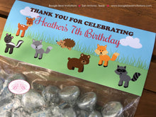 Load image into Gallery viewer, Woodland Animals Party Treat Bag Toppers Folded Favor Birthday Fox Bear Forest Creatures Garden Park Boogie Bear Invitations Heather Theme