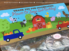 Load image into Gallery viewer, Fall Farm Animals Birthday Party Treat Bag Toppers Folded Favor Red Barn Pumpkin Harvest Autumn Country Boogie Bear Invitations Hewitt Theme