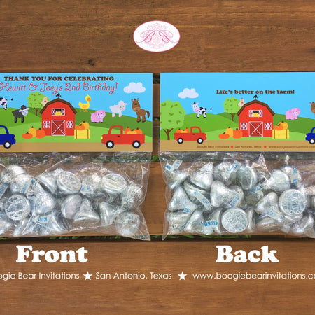 Fall Farm Animals Birthday Party Treat Bag Toppers Folded Favor Red Barn Pumpkin Harvest Autumn Country Boogie Bear Invitations Hewitt Theme