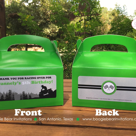 ATV Birthday Party Treat Boxes Favor Tags Bag Green Black Boy Girl All Terrain Vehicle Quad 4 Wheeler Boogie Bear Invitations Dannely Theme