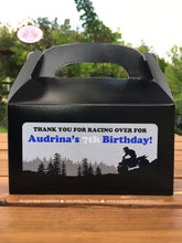 Load image into Gallery viewer, ATV Birthday Party Treat Boxes Favor Tags Bag Black Blue Boy Girl Quad All Terrain Vehicle 4 Wheeler Boogie Bear Invitations Audrina Theme