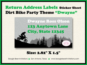 Dirt Bike Birthday Party Invitation Black Green Girl Boy Enduro Motocross Racing Motorcycle Boogie Bear Invitations Dwayne Theme Printed