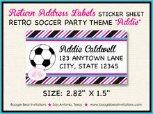 Load image into Gallery viewer, Pink Soccer Birthday Party Invitation Girl Ball Game Goal Sports Team Retro Boogie Bear Invitations Addie Theme Paperless Printable Printed