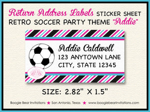 Pink Soccer Birthday Party Invitation Girl Ball Game Goal Sports Team Retro Boogie Bear Invitations Addie Theme Paperless Printable Printed