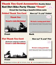 Load image into Gallery viewer, Red Dirt Bike Birthday Party Thank You Card Black Enduro Motocross Motorcycle Race Boy Girl Boogie Bear Invitations Trent Theme Printed