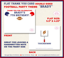 Load image into Gallery viewer, Football Birthday Party Thank You Card Boy Girl Sport Touch Down Sports Foot Ball Goal Team Pro Boogie Bear Invitations Brady Theme Printed