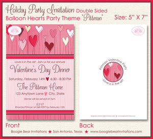 Balloon Hearts Valentine's Party Invitation Day Red White Pink Dinner Love Boogie Bear Invitations Pittman Theme Paperless Printable Printed