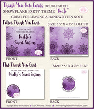 Load image into Gallery viewer, Purple Snowflake Party Thank You Cards Birthday Winter Sweet 16 Ombre Christmas Formal Elegant Boogie Bear Invitations Noelle Theme Printed